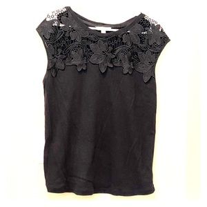 Dressbarn black blouse with floral design